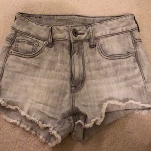 Gray denim high waisted shorts